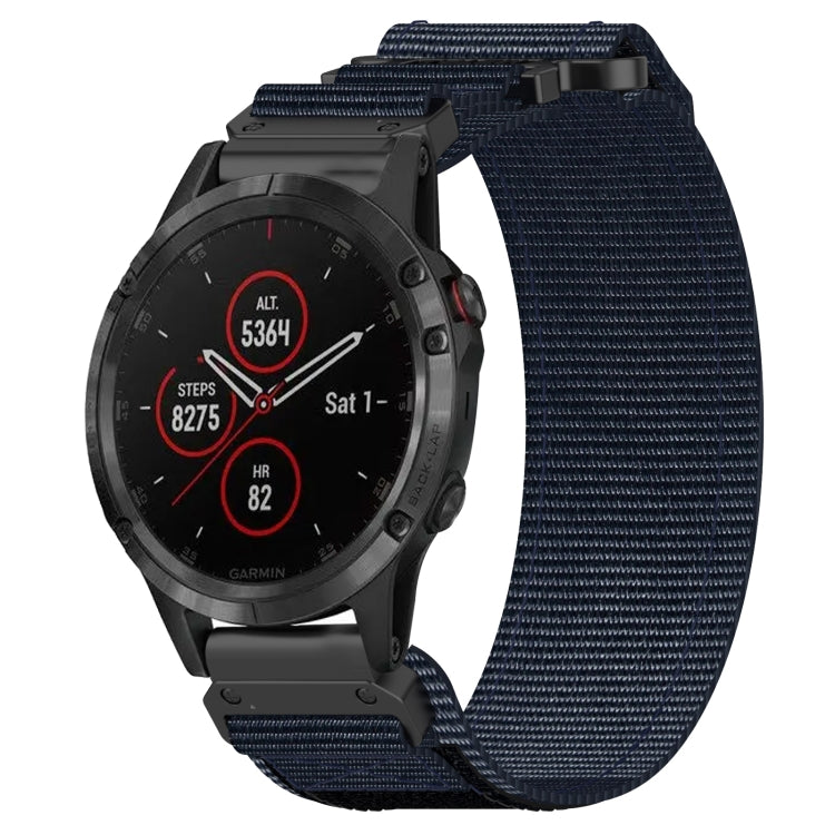 For Garmin Fenix 5 Plus 22mm Nylon Hook And Loop Fastener Watch Band(Blue) - Watch Bands by PMC Jewellery | Online Shopping South Africa | PMC Jewellery