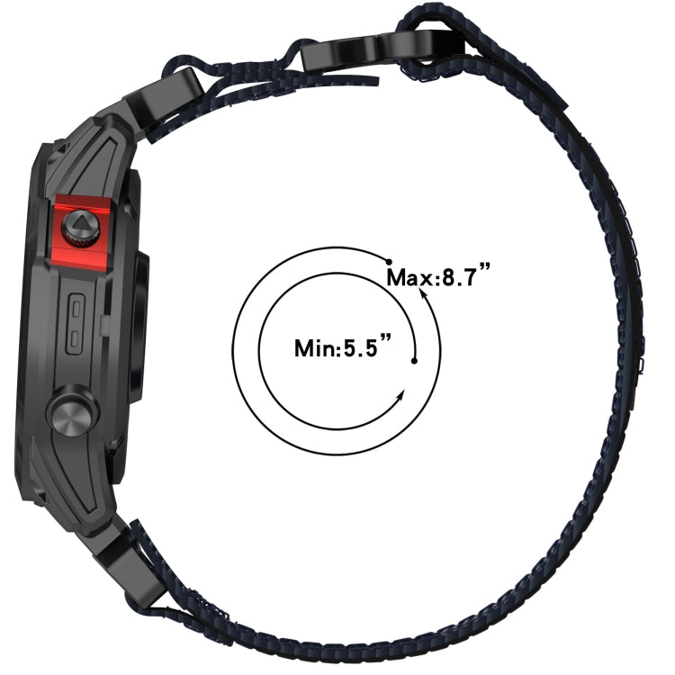 For Garmin Quatix 7 Pro 22mm Nylon Hook And Loop Fastener Watch Band(Grey) - Watch Bands by PMC TechLife | Online Shopping South Africa | PMC TechLife