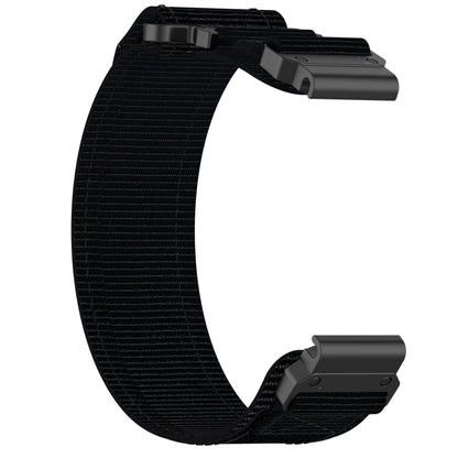 For Garmin Tactix 7 AMOLED 26mm Nylon Hook And Loop Fastener Watch Band(Black) - Watch Bands by PMC Jewellery | Online Shopping South Africa | PMC Jewellery