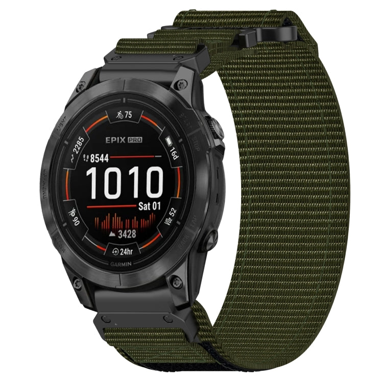 For Garmin Epix Pro 51mm 26mm Nylon Hook And Loop Fastener Watch Band(Army Green) - Watch Bands by PMC TechLife | Online Shopping South Africa | PMC TechLife