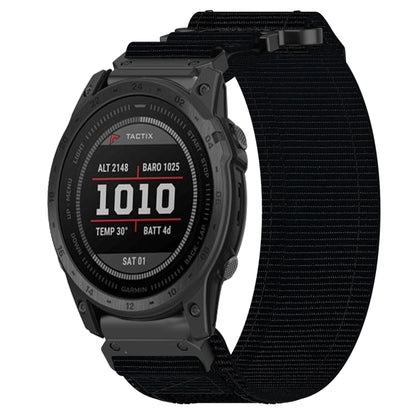 For Garmin Tactix 7 Pro 26mm Nylon Hook And Loop Fastener Watch Band(Black) - Watch Bands by PMC Jewellery | Online Shopping South Africa | PMC Jewellery