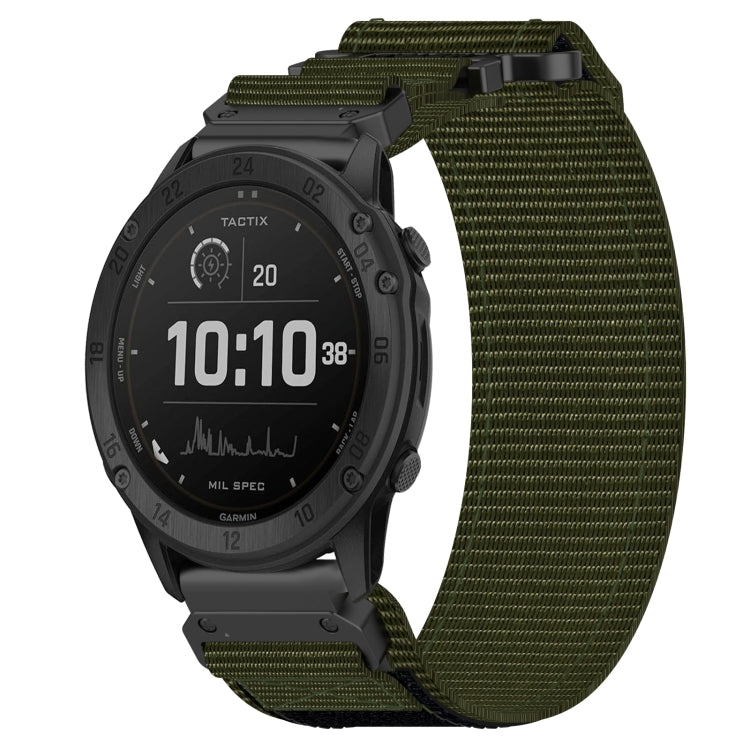 For Garmin Tactix Delta 26mm Nylon Hook And Loop Fastener Watch Band(Army Green) - Watch Bands by PMC Jewellery | Online Shopping South Africa | PMC Jewellery