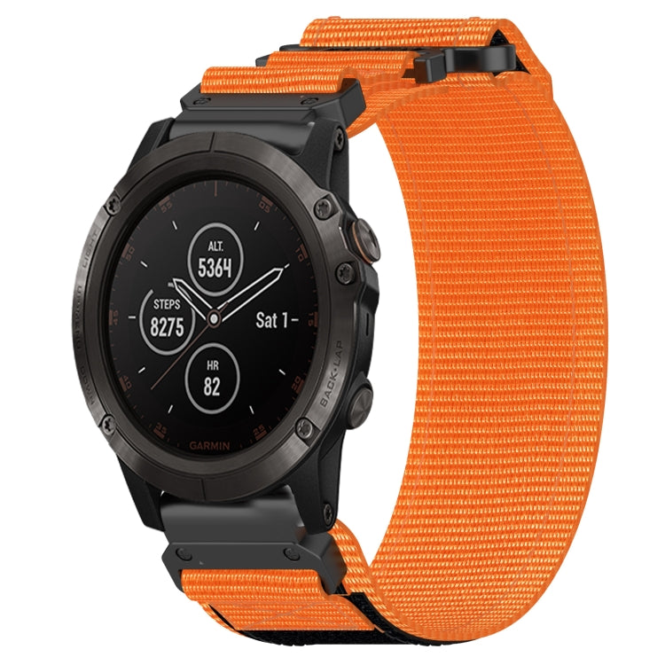 For Garmin Fenix 5X Plus 26mm Nylon Hook And Loop Fastener Watch Band(Orange) - Watch Bands by PMC Jewellery | Online Shopping South Africa | PMC Jewellery