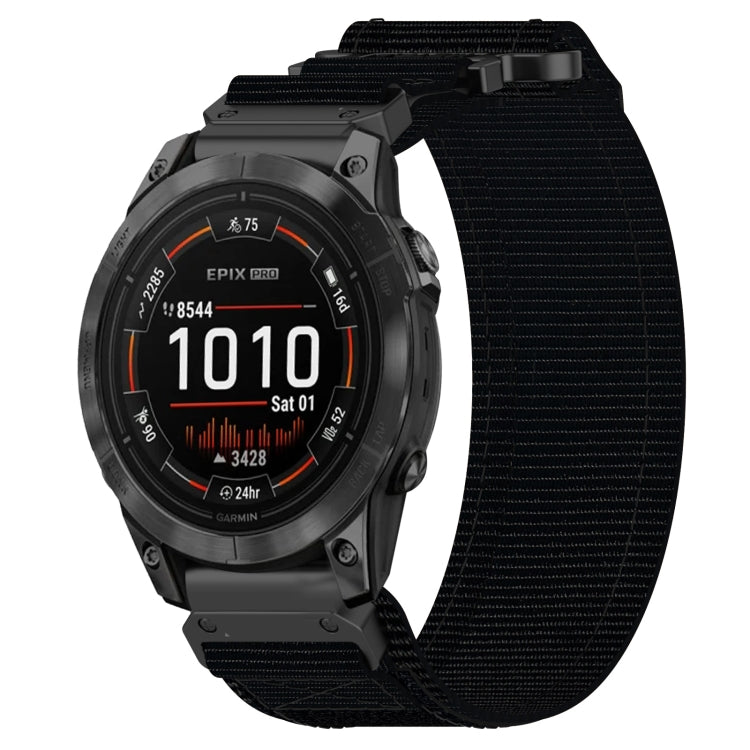 For Garmin Epix Pro 42mm 20mm Nylon Hook And Loop Fastener Watch Band(Black) - Watch Bands by PMC TechLife | Online Shopping South Africa | PMC TechLife