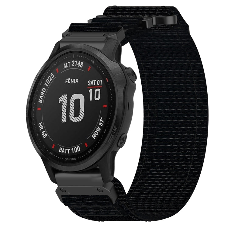 For Garmin Fenix 6S Pro 20mm Nylon Hook And Loop Fastener Watch Band(Black) - Watch Bands by PMC Jewellery | Online Shopping South Africa | PMC Jewellery