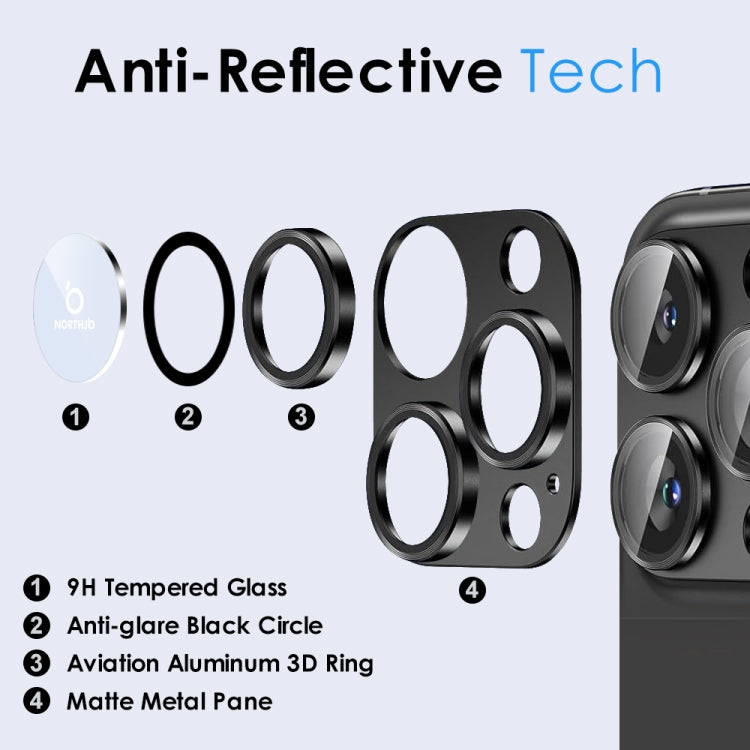 For iPhone 15 Pro / 15 Pro Max NORTHJO Matte Camera Lens Protector Tempered Glass Rear Lens Film(Black) - iPhone 15 Pro Tempered Glass by NORTHJO | Online Shopping South Africa | PMC Jewellery | Buy Now Pay Later Mobicred