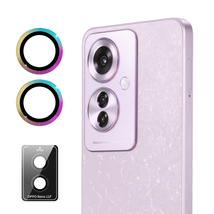 For OPPO Reno11 F ENKAY Hat-Prince 9H Rear Camera Lens Aluminium Alloy Tempered Glass Film(Colorful) - Reno11 F Tempered Glass by ENKAY | Online Shopping South Africa | PMC Jewellery | Buy Now Pay Later Mobicred