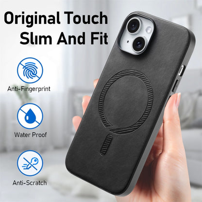 For iPhone 16 Plus Solid Color Retro Magsafe PU Back Cover Phone Case(Black) - iPhone 16 Plus Cases by PMC Jewellery | Online Shopping South Africa | PMC Jewellery | Buy Now Pay Later Mobicred