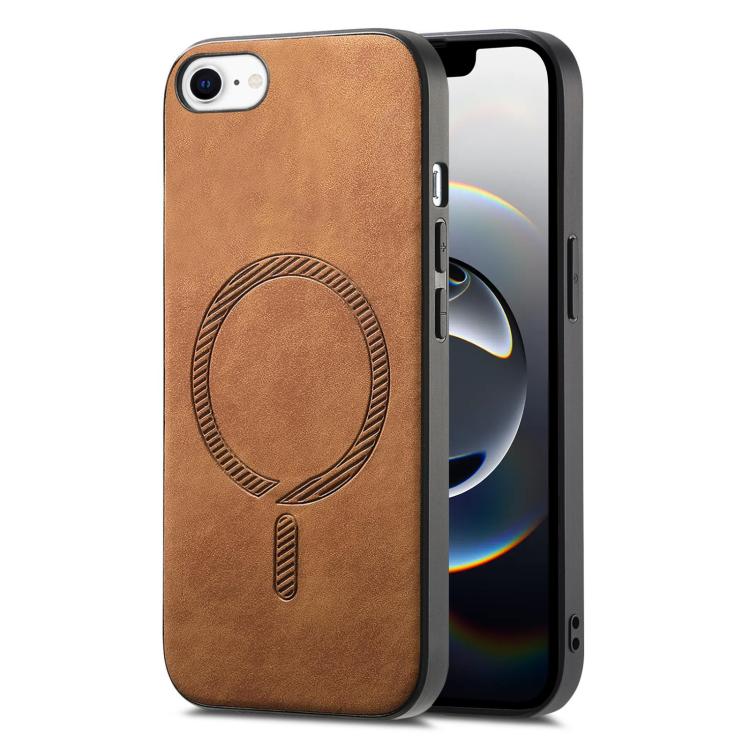 For iPhone 16e Solid Color Retro Magsafe PU Back Cover Phone Case(Brown) - iPhone 16e Cases by PMC TechLife | Online Shopping South Africa | PMC TechLife | Buy Now Pay Later Mobicred