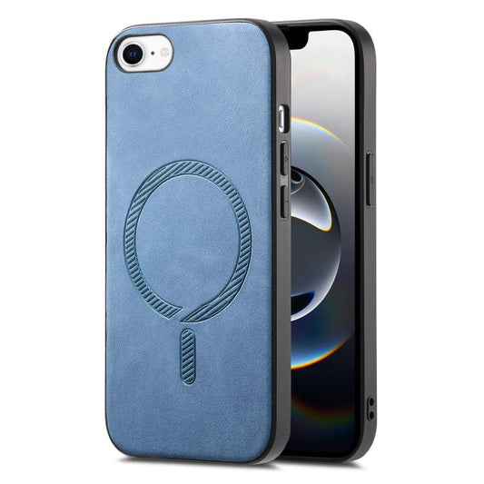 For iPhone 16e Solid Color Retro Magsafe PU Back Cover Phone Case(Blue) - iPhone 16e Cases by PMC Jewellery | Online Shopping South Africa | PMC Jewellery | Buy Now Pay Later Mobicred