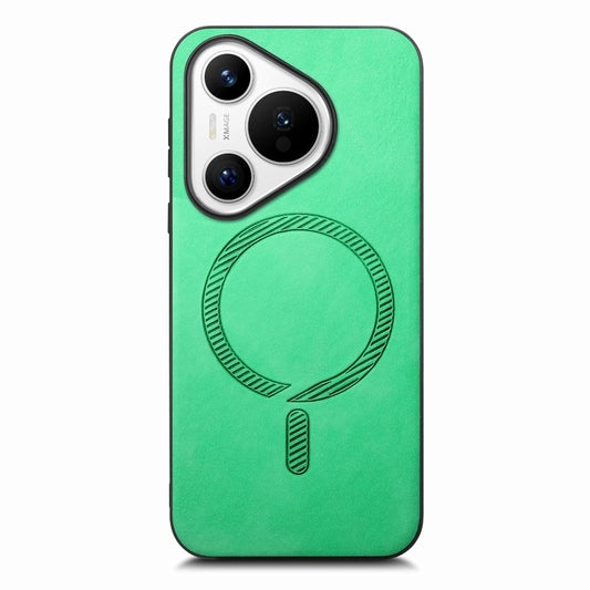 For Huawei Pura 70 Pro+ Solid Color Retro Magsafe PU Back Cover Phone Case(Green) - Huawei Cases by PMC Jewellery | Online Shopping South Africa | PMC Jewellery | Buy Now Pay Later Mobicred