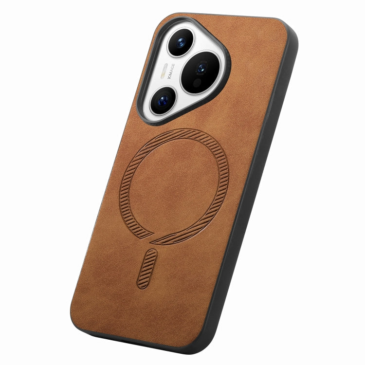 For Huawei Pura 70 Pro+ Solid Color Retro Magsafe PU Back Cover Phone Case(Brown) - Huawei Cases by PMC Jewellery | Online Shopping South Africa | PMC Jewellery | Buy Now Pay Later Mobicred