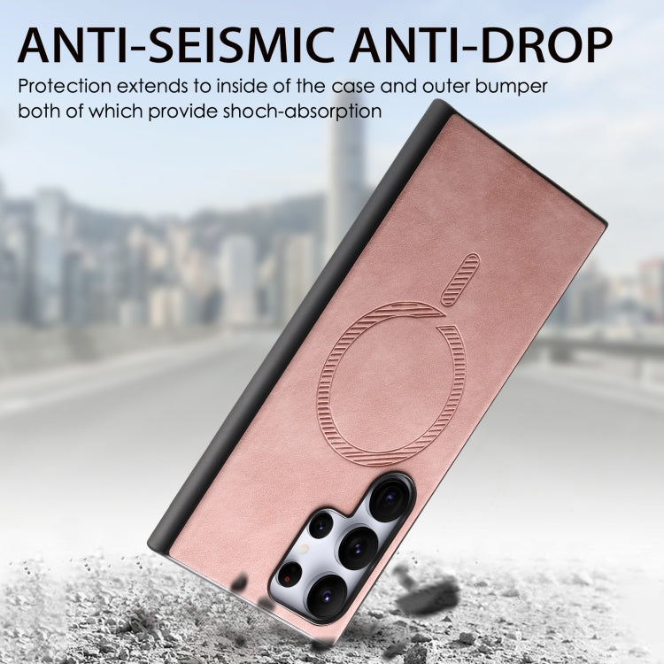 For Samsung Galaxy S25+ 5G Solid Color Retro Magsafe PU Back Cover Phone Case(Pink) - free shipping - PMC Jewellery - Order now!
