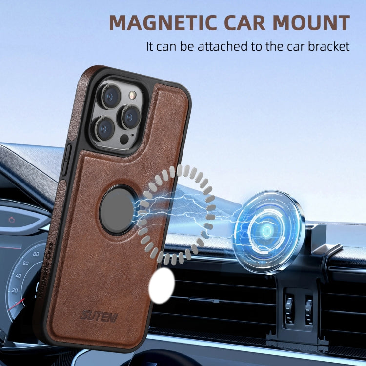 For iPhone 16 Pro Max Suteni M1 Oil Wax MagSafe Detachable Horizontal Card Bag Phone Case(Brown) - iPhone 16 Pro Max Cases by Suteni | Online Shopping South Africa | PMC Jewellery | Buy Now Pay Later Mobicred