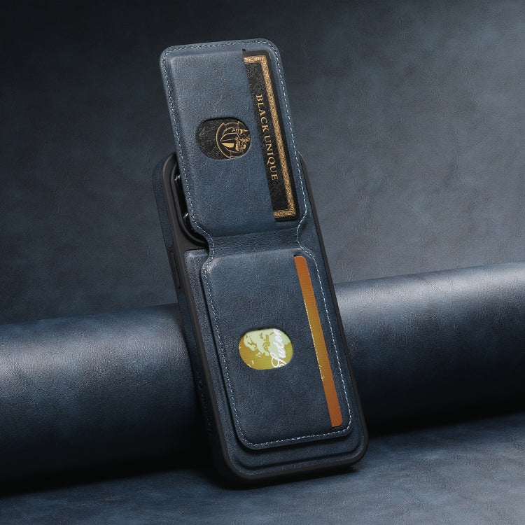 For iPhone 14 Plus Suteni M2 Oil Wax MagSafe Horizontal Card Bag Phone Case(Black) - free shipping - PMC Jewellery - Order now!