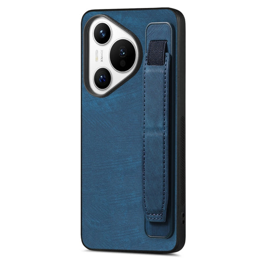 For Huawei Pura 70 Ultra Retro Wristband Holder Leather Back Phone Case(Blue) - Huawei Cases by PMC Jewellery | Online Shopping South Africa | PMC Jewellery | Buy Now Pay Later Mobicred