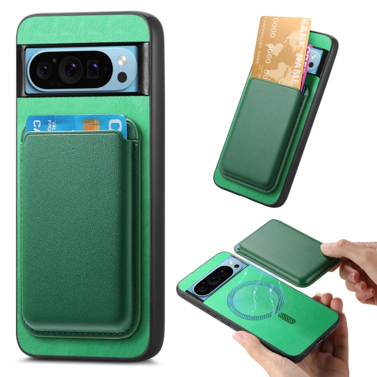 For Google Pixel 9 Retro Magsafe Card Bag PU Back Cover Phone Case(Green) - Google Cases by PMC TechLife | Online Shopping South Africa | PMC TechLife | Buy Now Pay Later Mobicred