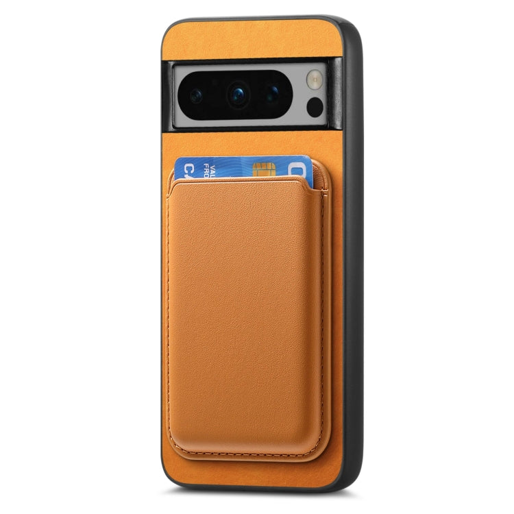 For Google Pixel 9 Pro Retro Magsafe Card Bag PU Back Cover Phone Case(Yellow) - Google Cases by PMC TechLife | Online Shopping South Africa | PMC TechLife | Buy Now Pay Later Mobicred