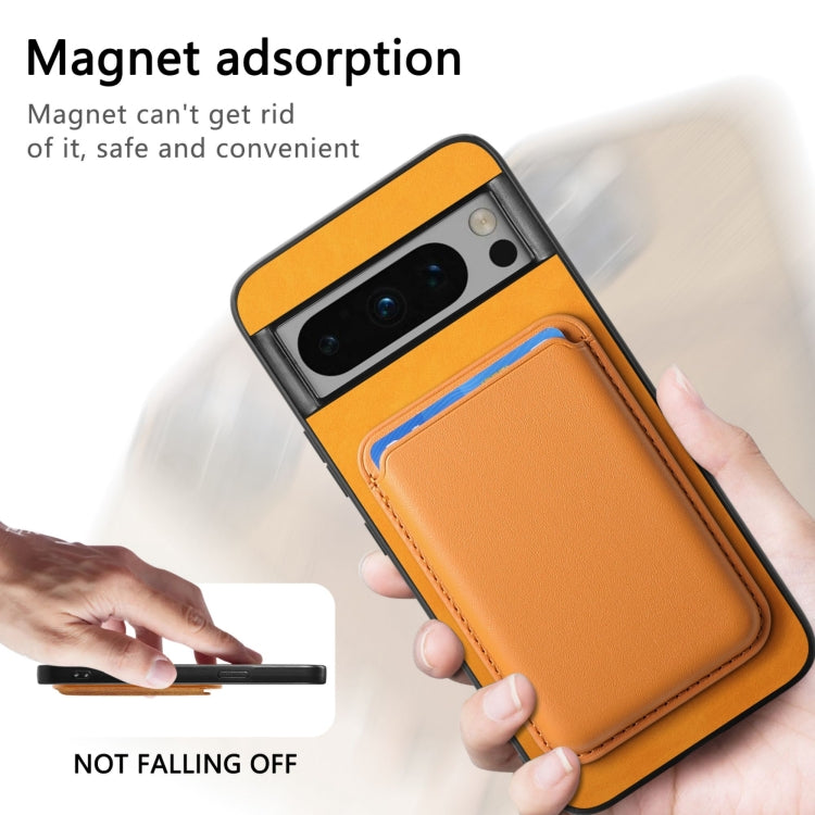 For Google Pixel 9 Pro Retro Magsafe Card Bag PU Back Cover Phone Case(Yellow) - Google Cases by PMC TechLife | Online Shopping South Africa | PMC TechLife | Buy Now Pay Later Mobicred