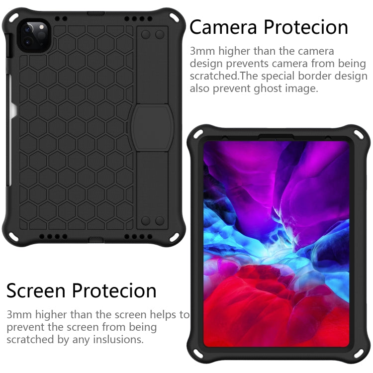 For iPad Air 11 2025 / 2024 Honeycomb EVA Hybrid PC Tablet Case with Strap(Black+Black) - iPad Air 11 2025 / 2024 Cases by PMC TechLife | Online Shopping South Africa | PMC TechLife | Buy Now Pay Later Mobicred