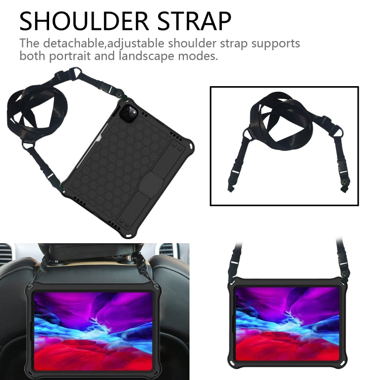 For iPad Pro 11 2024 Honeycomb EVA Hybrid PC Tablet Case with Strap(Black+Black) - iPad Pro 11 2024 Cases by PMC TechLife | Online Shopping South Africa | PMC TechLife | Buy Now Pay Later Mobicred