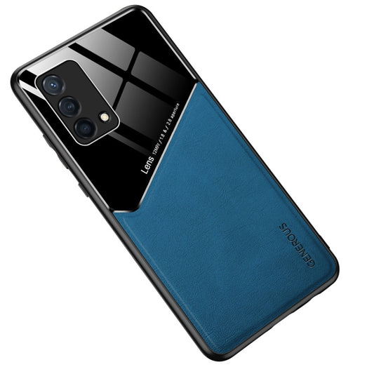 For OPPO K9 All-inclusive Leather Organic Glass Phone Case(Blue) - OPPO Cases by PMC Jewellery | Online Shopping South Africa | PMC Jewellery | Buy Now Pay Later Mobicred