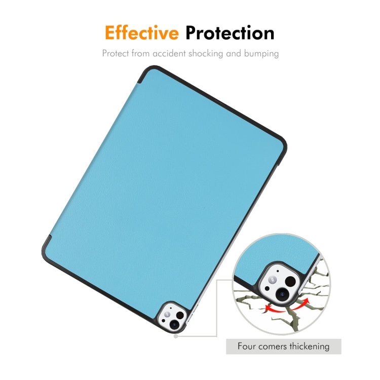 For iPad Pro 13 2024 ENKAY Tri-fold Custer Texture Platic Leather Smart Tablet Case(Light Blue) - iPad Pro 13 2024 Cases by ENKAY | Online Shopping South Africa | PMC Jewellery | Buy Now Pay Later Mobicred