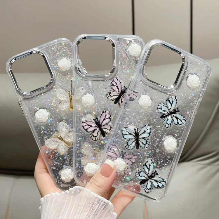 For iPhone 16 Plus Glitter 3D Butterfly TPU Phone Case(Blue) - iPhone 16 Plus Cases by PMC TechLife | Online Shopping South Africa | PMC TechLife | Buy Now Pay Later Mobicred