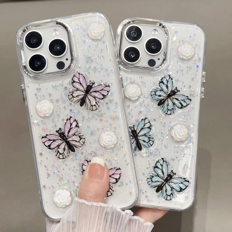 For iPhone 16 Plus Glitter 3D Butterfly TPU Phone Case(Blue) - iPhone 16 Plus Cases by PMC TechLife | Online Shopping South Africa | PMC TechLife | Buy Now Pay Later Mobicred
