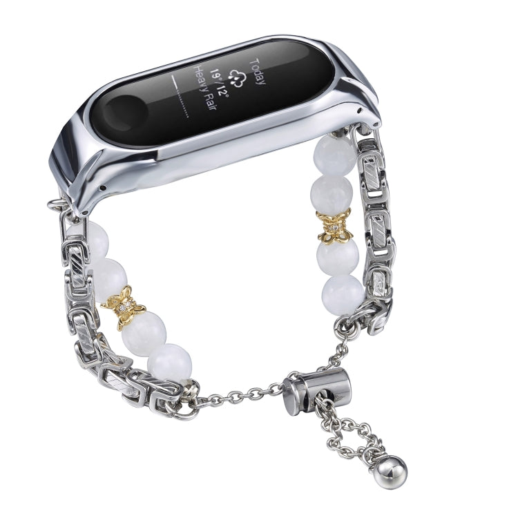 For Xiaomi Mi Band 3 / 4 Crystal Beaded Onyx Watch Band(Silver+Copper Collar) - free shipping - PMC TechLife - Order now!