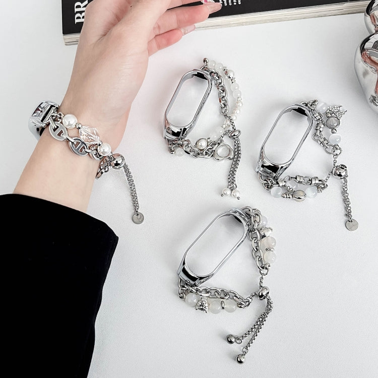 For Xiaomi Mi Band 8 Crystal Beaded Onyx Watch Band(Silver+Butterfly) - free shipping - PMC TechLife - Order now!