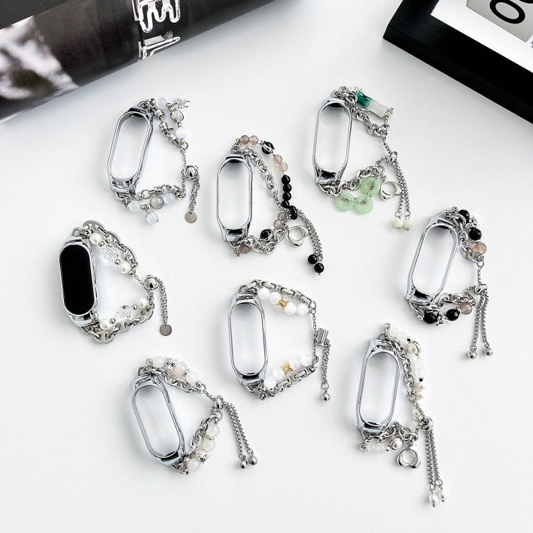 For Xiaomi Mi Band 7 Crystal Beaded Onyx Watch Band(Silver+Crystal Bead) - free shipping - PMC TechLife - Order now!
