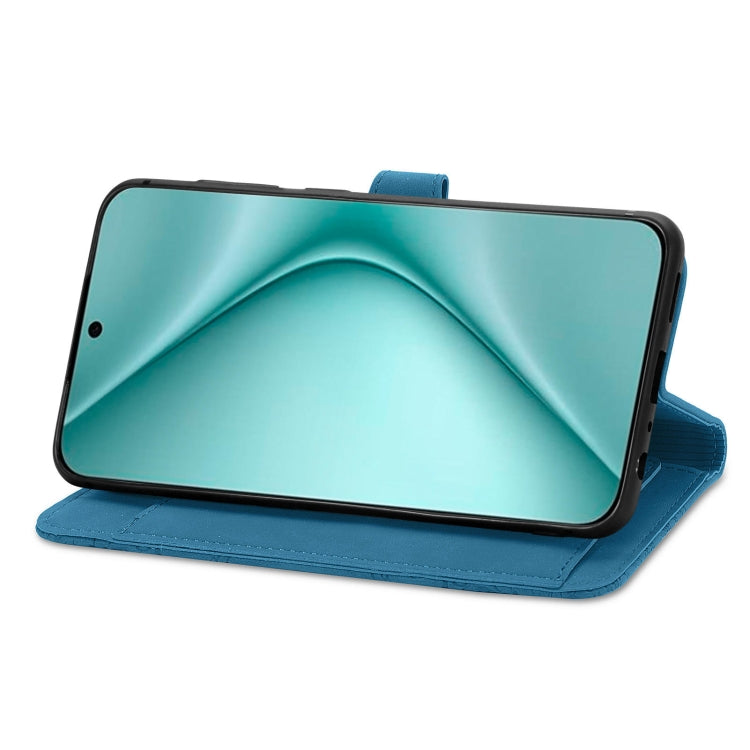 For Huawei Pura 70 Embossed Flower Zipper Leather Phone Case(Blue) - Huawei Cases by PMC Jewellery | Online Shopping South Africa | PMC Jewellery | Buy Now Pay Later Mobicred