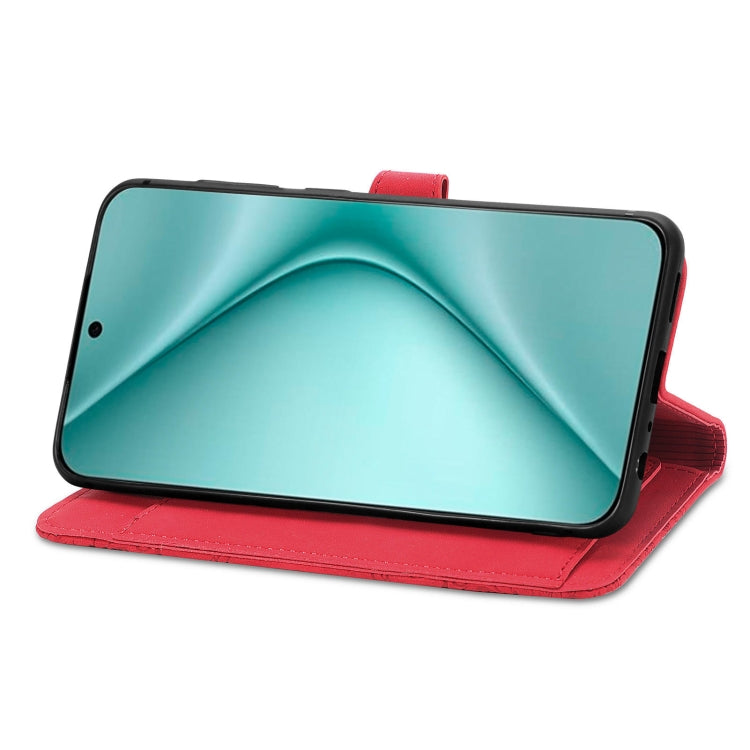 For Huawei Pura 70 Pro+ Embossed Flower Zipper Leather Phone Case(Red) - Huawei Cases by PMC Jewellery | Online Shopping South Africa | PMC Jewellery | Buy Now Pay Later Mobicred