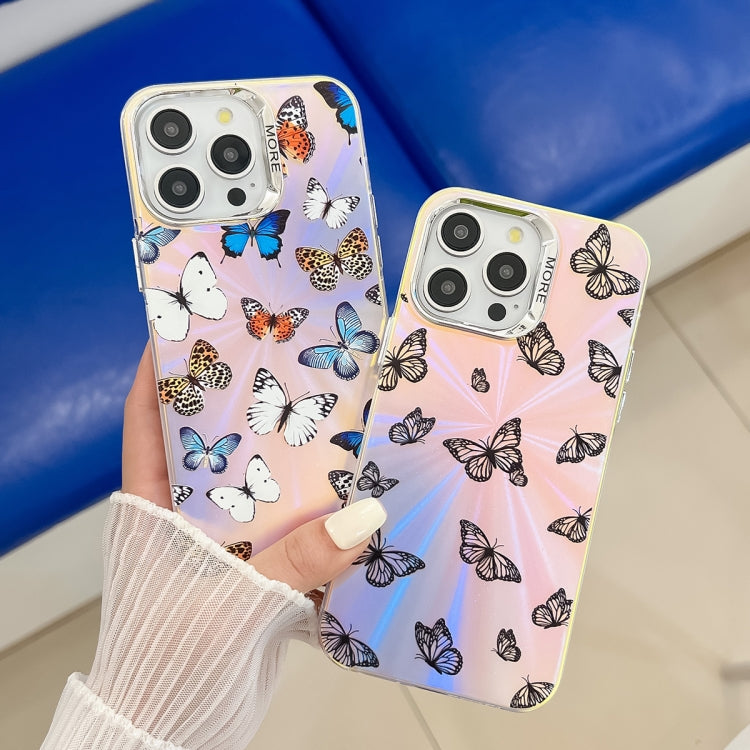 For iPhone 16 Pro Electroplating Laser Butterfly Phone Case(Pink Butterflies AB2) - iPhone 16 Pro Cases by PMC TechLife | Online Shopping South Africa | PMC TechLife | Buy Now Pay Later Mobicred