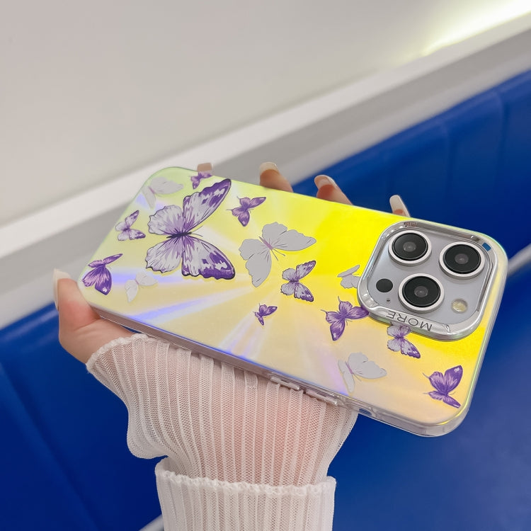 For iPhone 16 Electroplating Laser Butterfly Phone Case(Pink Butterflies AB2) - iPhone 16 Cases by PMC TechLife | Online Shopping South Africa | PMC TechLife | Buy Now Pay Later Mobicred
