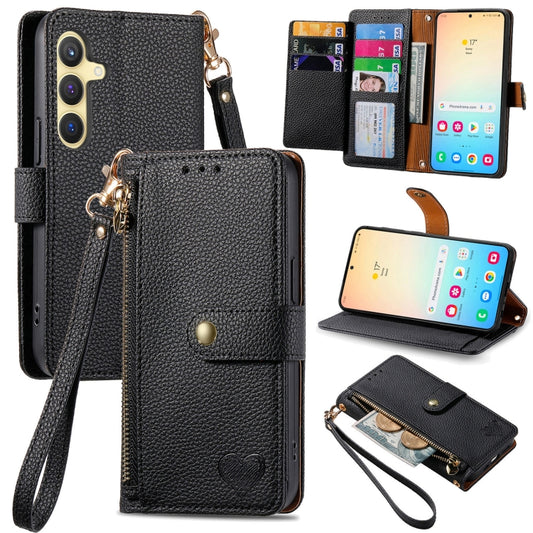 For Samsung Galaxy S25+ 5G Love Zipper Lanyard Leather Phone Case(Black) - Galaxy S25+ 5G Cases by PMC Jewellery | Online Shopping South Africa | PMC Jewellery | Buy Now Pay Later Mobicred