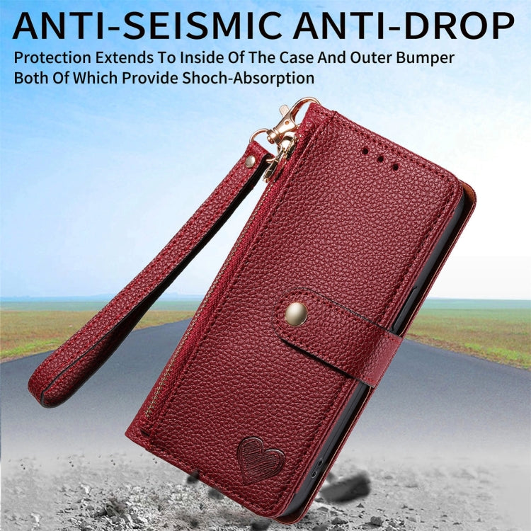 For Samsung Galaxy S25+ 5G Love Zipper Lanyard Leather Phone Case(Red) - Galaxy S25+ 5G Cases by PMC TechLife | Online Shopping South Africa | PMC TechLife | Buy Now Pay Later Mobicred