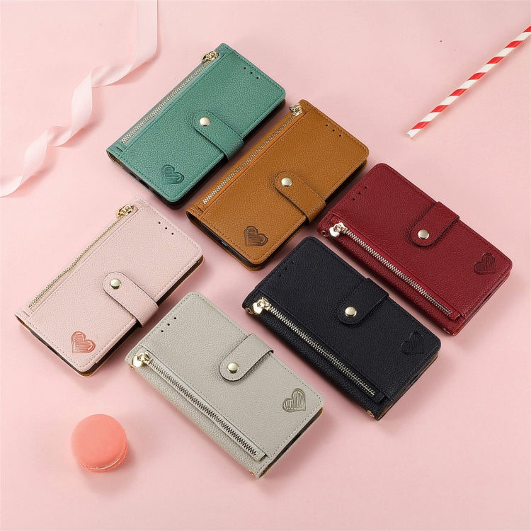 For Samsung Galaxy S25+ 5G Love Zipper Lanyard Leather Phone Case(Brown) - Galaxy S25+ 5G Cases by PMC TechLife | Online Shopping South Africa | PMC TechLife | Buy Now Pay Later Mobicred