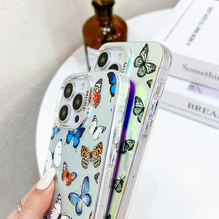 For iPhone 16 Pro Max Electroplating Laser Butterfly Phone Case with Wrist Strap(Pink Butterflies AB2) - iPhone 16 Pro Max Cases by PMC TechLife | Online Shopping South Africa | PMC TechLife | Buy Now Pay Later Mobicred