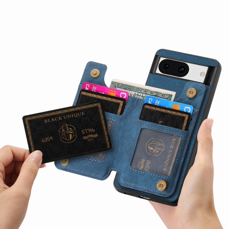 For Google Pixel 9 / 9 Pro Retro Leather Zipper Wallet Back Phone Case(Blue) - Google Cases by PMC TechLife | Online Shopping South Africa | PMC TechLife | Buy Now Pay Later Mobicred