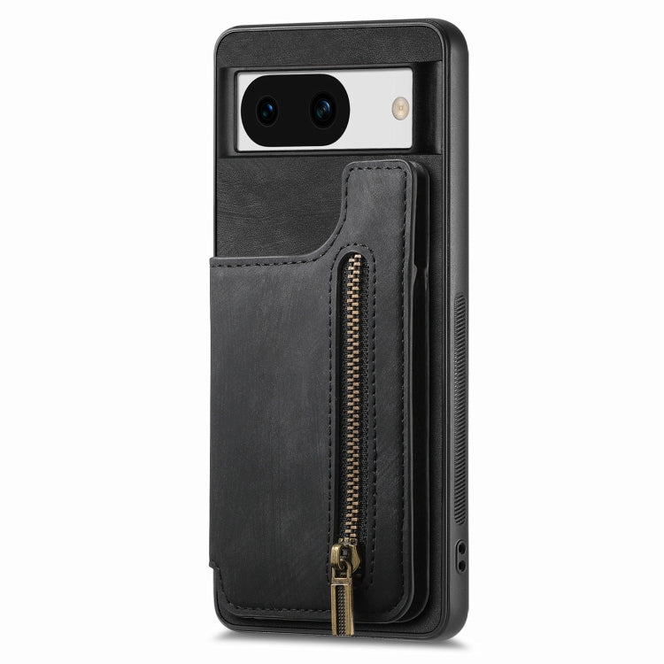 For Google Pixel 9 / 9 Pro Retro Leather Zipper Wallet Back Phone Case(Black) - Google Cases by PMC TechLife | Online Shopping South Africa | PMC TechLife | Buy Now Pay Later Mobicred