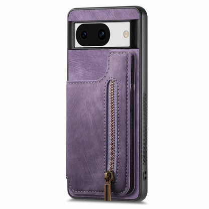 For Google Pixel 9 Pro XL Retro Leather Zipper Wallet Back Phone Case(Purple) - Google Cases by PMC Jewellery | Online Shopping South Africa | PMC Jewellery | Buy Now Pay Later Mobicred