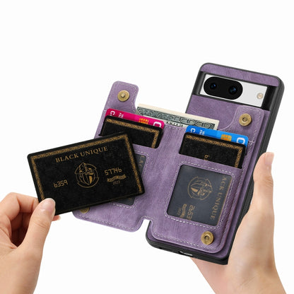 For Google Pixel 9 Pro XL Retro Leather Zipper Wallet Back Phone Case(Purple) - Google Cases by PMC Jewellery | Online Shopping South Africa | PMC Jewellery | Buy Now Pay Later Mobicred