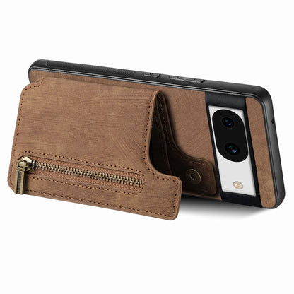 For Google Pixel 9 Pro XL Retro Leather Zipper Wallet Back Phone Case(Brown) - Google Cases by PMC Jewellery | Online Shopping South Africa | PMC Jewellery | Buy Now Pay Later Mobicred