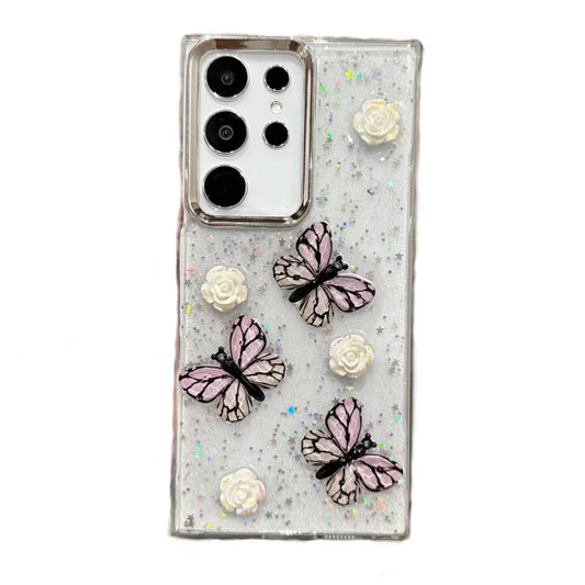 For Samsung Galaxy S25 Ultra 5G Three-dimensional Butterfly Glitter TPU  Phone Case(Pink) - Galaxy S25 Ultra 5G Cases by PMC Jewellery | Online Shopping South Africa | PMC Jewellery | Buy Now Pay Later Mobicred