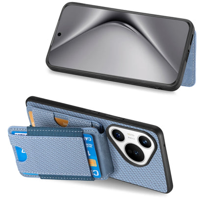 For Huawei Pura 70 Carbon Fiber Vertical Flip Wallet Stand Phone Case(Blue) - Huawei Cases by PMC Jewellery | Online Shopping South Africa | PMC Jewellery | Buy Now Pay Later Mobicred