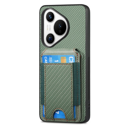 For Huawei Pura 70 Pro Carbon Fiber Vertical Flip Wallet Stand Phone Case(Green) - Huawei Cases by PMC Jewellery | Online Shopping South Africa | PMC Jewellery | Buy Now Pay Later Mobicred