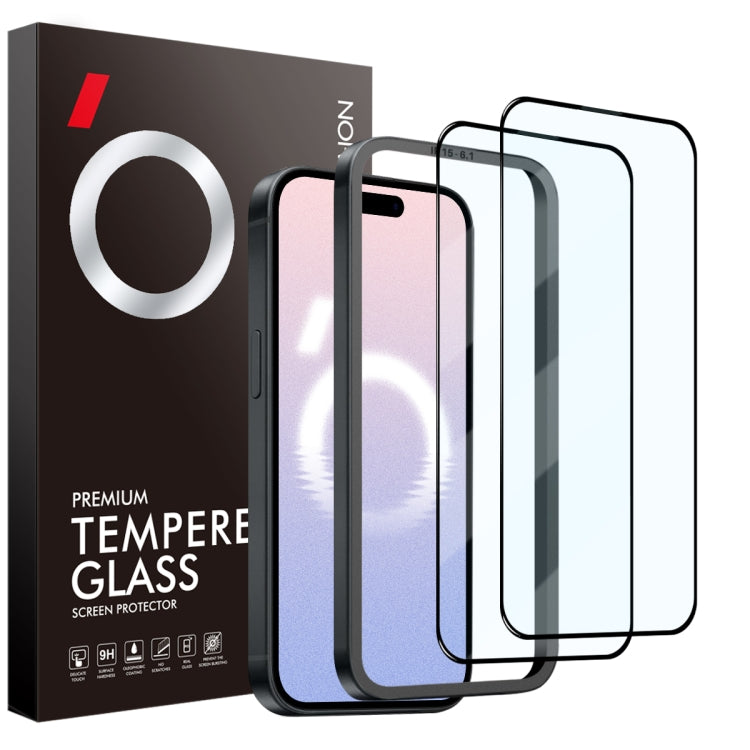 For iPhone 16 Plus NORTHJO 2pcs A++ Tempered Glass Film with Installation Frame - iPhone 16 Plus Tempered Glass by NORTHJO | Online Shopping South Africa | PMC Jewellery | Buy Now Pay Later Mobicred