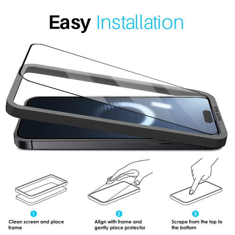 For iPhone 16 Pro Max NORTHJO 2pcs A++ Tempered Glass Film with Installation Frame - iPhone 16 Pro Max Tempered Glass by NORTHJO | Online Shopping South Africa | PMC TechLife | Buy Now Pay Later Mobicred